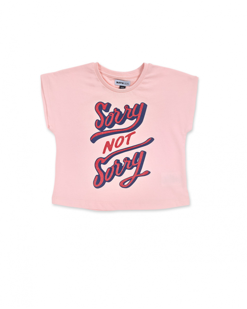 T-shirt Bad influence girl rose en maille