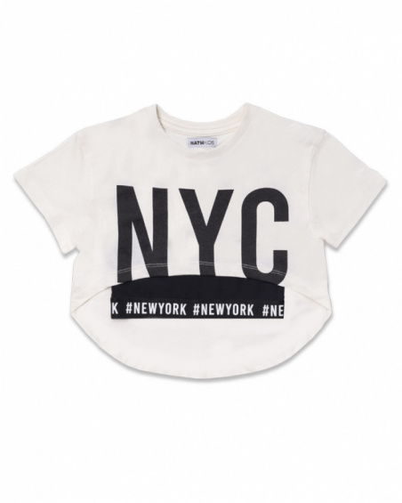 T-shirt + top blanc en maille pour fille One day in NYC