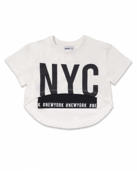 T-shirt + top blanc en maille pour fille One day in NYC T-shirt + top blanc en maille pour fille One day in NYC