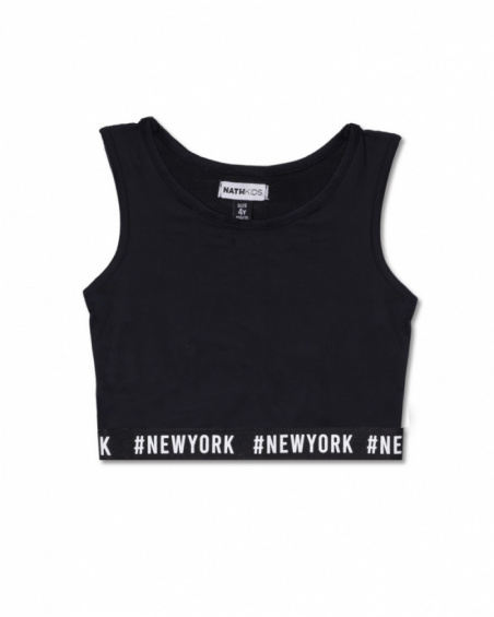 T-shirt + top blanc en maille pour fille One day in NYC T-shirt + top blanc en maille pour fille One day in NYC