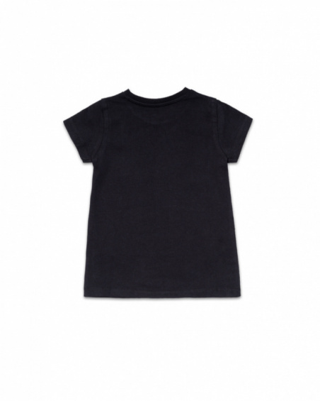 T-shirt noir en maille pour fille One day in NYC T-shirt noir en maille pour fille One day in NYC