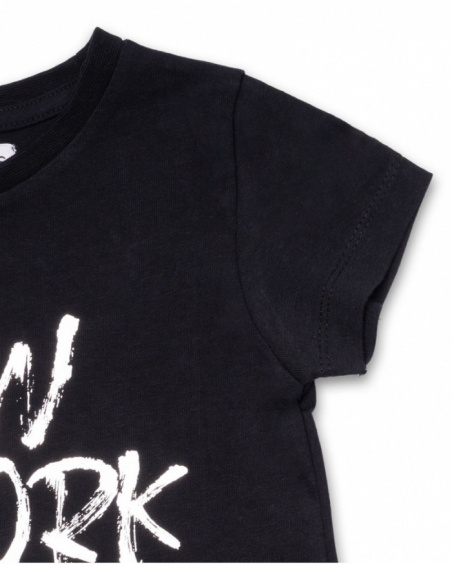T-shirt noir en maille pour fille One day in NYC T-shirt noir en maille pour fille One day in NYC
