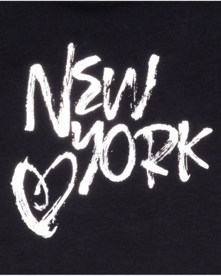 T-shirt noir en maille pour fille One day in NYC T-shirt noir en maille pour fille One day in NYC