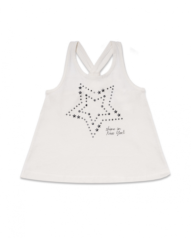 Débardeur en jersey blanc pour fille One day in NYC