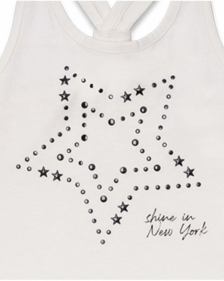 Débardeur en jersey blanc pour fille One day in NYC Débardeur en jersey blanc pour fille One day in NYC