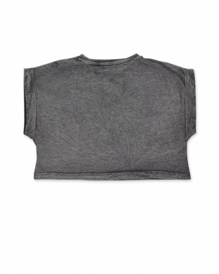 T-shirt en maille gris pour fille One day in NYC