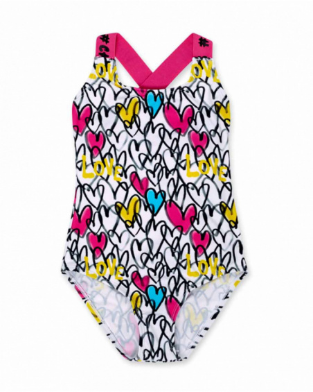 Maillot de bain imprimé blanc pour fille Rebel Girl Maillot de bain imprimé blanc pour fille Rebel Girl