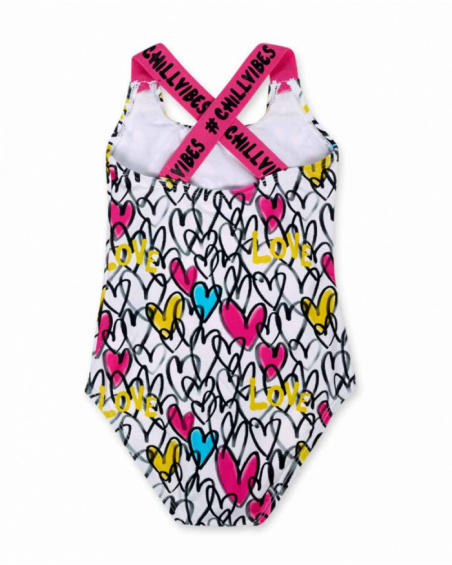 Maillot de bain imprimé blanc pour fille Rebel Girl Maillot de bain imprimé blanc pour fille Rebel Girl