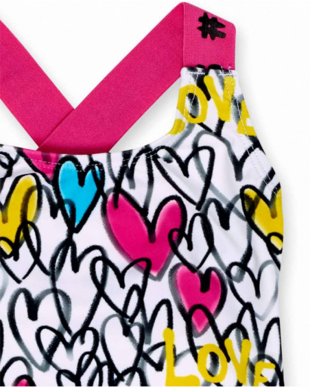 Maillot de bain imprimé blanc pour fille Rebel Girl Maillot de bain imprimé blanc pour fille Rebel Girl