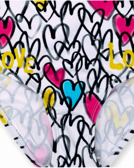 Maillot de bain imprimé blanc pour fille Rebel Girl Maillot de bain imprimé blanc pour fille Rebel Girl