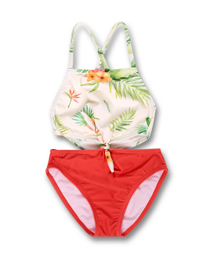 Maillot de bain fille Oasis imprimé orange