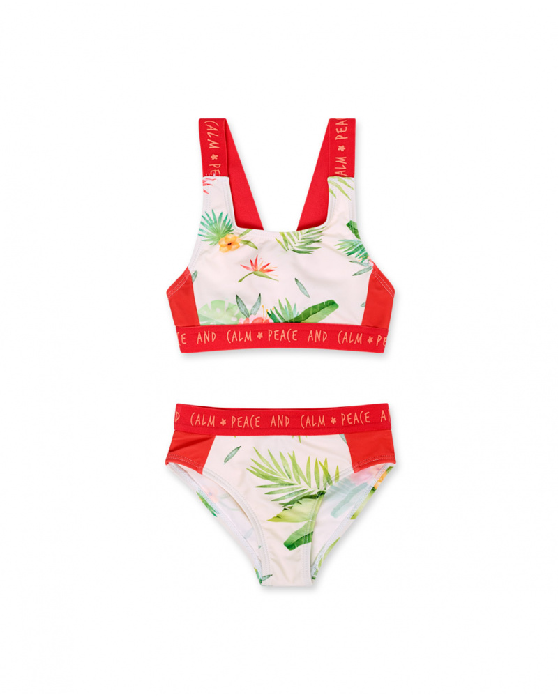 Bikini fille Oasis blanc orange