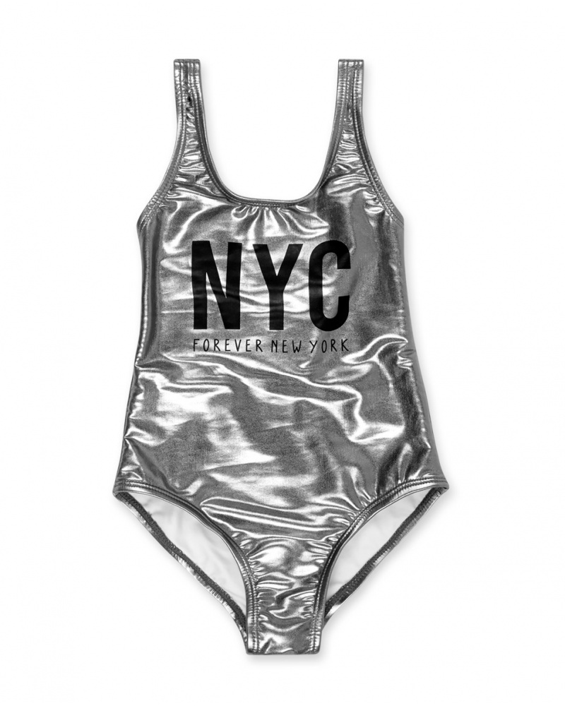 Maillot de bain argent métallisé pour fille One day in NYC