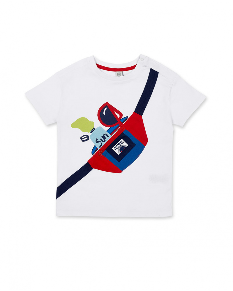 Poche de t-shirt en maille blanche pour garçon Beach Day