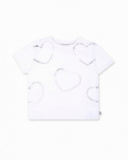 T-shirt blanc en maille coeurs fille Basics Kids T-shirt blanc en maille coeurs fille Basics Kids