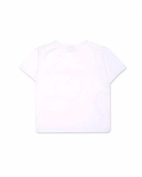 T-shirt blanc en maille coeurs fille Basics Kids T-shirt blanc en maille coeurs fille Basics Kids