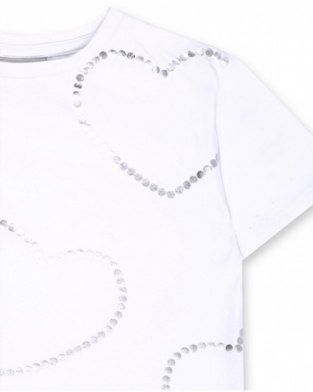 T-shirt blanc en maille coeurs fille Basics Kids T-shirt blanc en maille coeurs fille Basics Kids