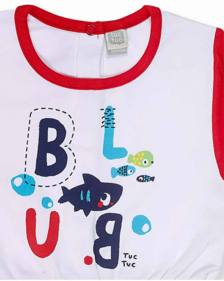 Barboteuse en maille rouge blanc pour garçon Blub Barboteuse en maille rouge blanc pour garçon Blub