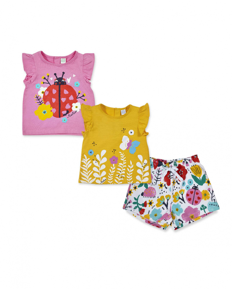 Ensemble tricot rose et jaune fille Tiny Critters
