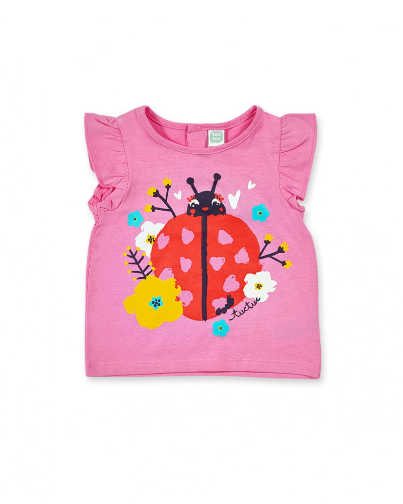 T-shirt en maille rose pour fille Tiny Critters