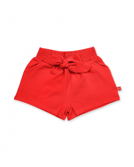 Short en maille rouge pour fille Basics Baby Short en maille rouge pour fille Basics Baby