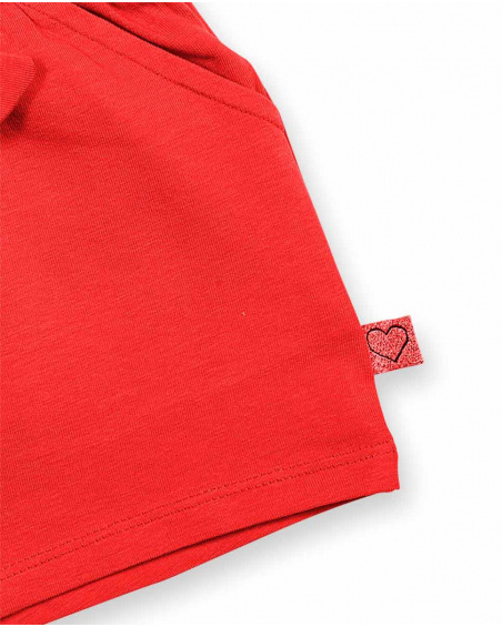 Short en maille rouge pour fille Basics Baby Short en maille rouge pour fille Basics Baby