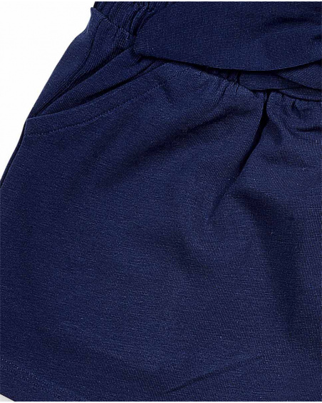 Short en maille bleu marine pour fille Basics Bébé Short en maille bleu marine pour fille Basics Bébé