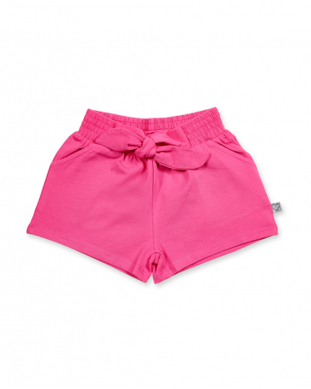 Short en maille rose pour fille Basics Baby Short en maille rose pour fille Basics Baby
