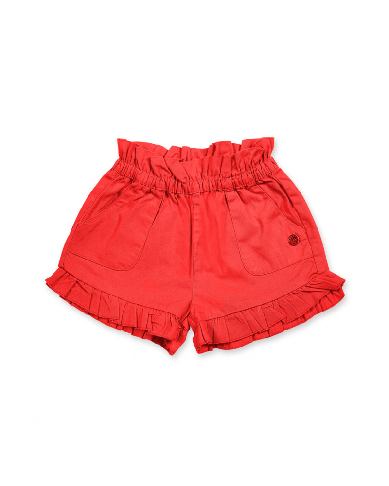 Short en sergé rouge pour fille Basics Bébé