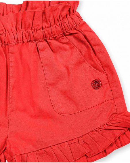 Short en sergé rouge pour fille Basics Bébé Short en sergé rouge pour fille Basics Bébé