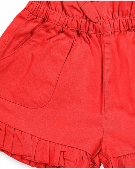 Short en sergé rouge pour fille Basics Bébé Short en sergé rouge pour fille Basics Bébé