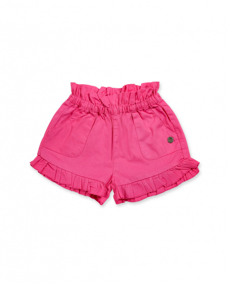 Short en sergé fuchsia pour fille Basics Bébé Short en sergé fuchsia pour fille Basics Bébé