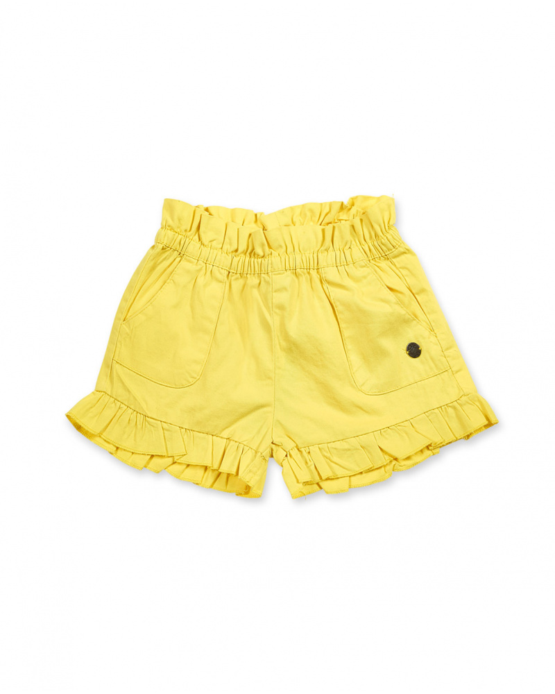 Short sergé jaune pour fille Basics Bébé