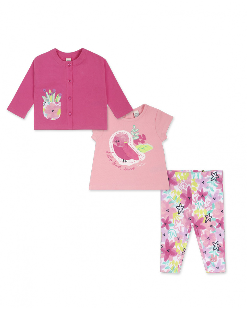 Ensemble tricoté fushia fille Time to plant