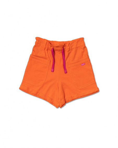 Short en maille orange pour fille Full Bloom Short en maille orange pour fille Full Bloom