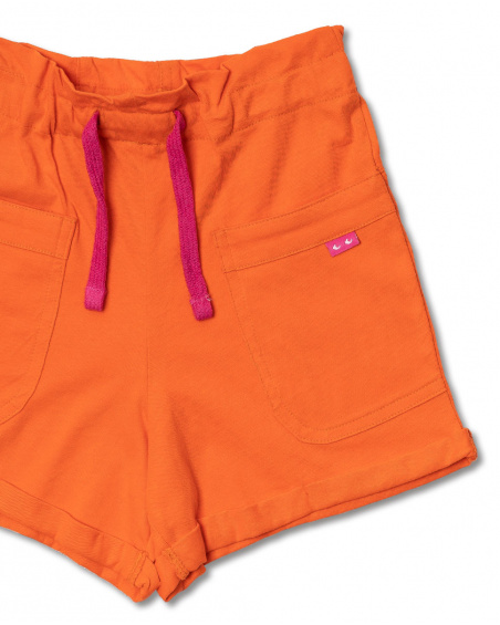 Short en maille orange pour fille Full Bloom Short en maille orange pour fille Full Bloom