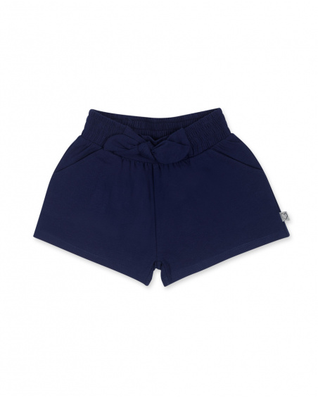 Short en maille bleu marine pour fille Basics Kids Short en maille bleu marine pour fille Basics Kids
