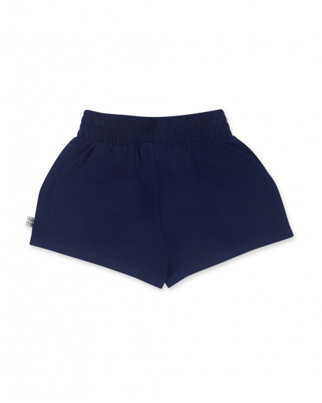 Short en maille bleu marine pour fille Basics Kids Short en maille bleu marine pour fille Basics Kids