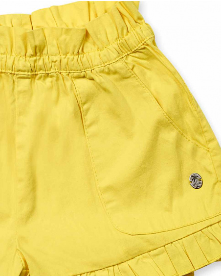 Short en sergé jaune pour fille Basics Kids Short en sergé jaune pour fille Basics Kids