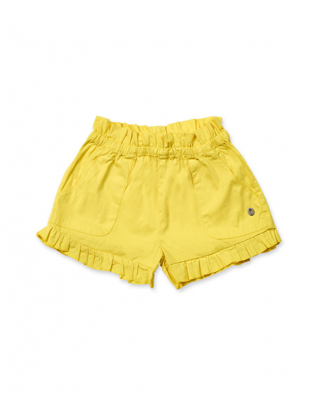 Short en sergé jaune pour fille Basics Kids Short en sergé jaune pour fille Basics Kids