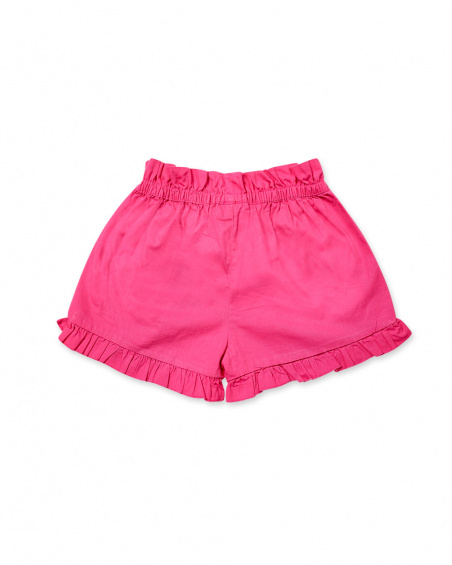 Short en twill fuchsia pour fille Basics Kids Short en twill fuchsia pour fille Basics Kids