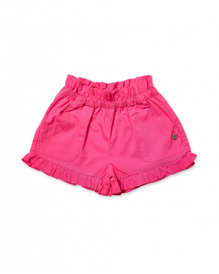 Short en twill fuchsia pour fille Basics Kids Short en twill fuchsia pour fille Basics Kids