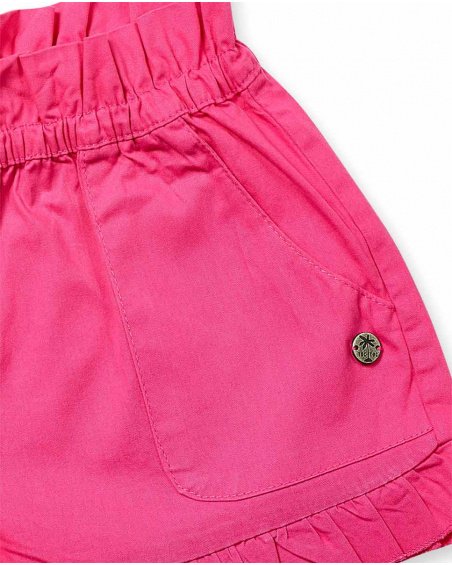 Short en twill fuchsia pour fille Basics Kids Short en twill fuchsia pour fille Basics Kids