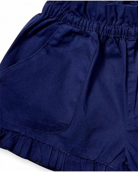 Short en twill bleu marine pour fille Basics Kids Short en twill bleu marine pour fille Basics Kids