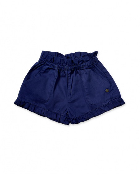 Short en twill bleu marine pour fille Basics Kids Short en twill bleu marine pour fille Basics Kids