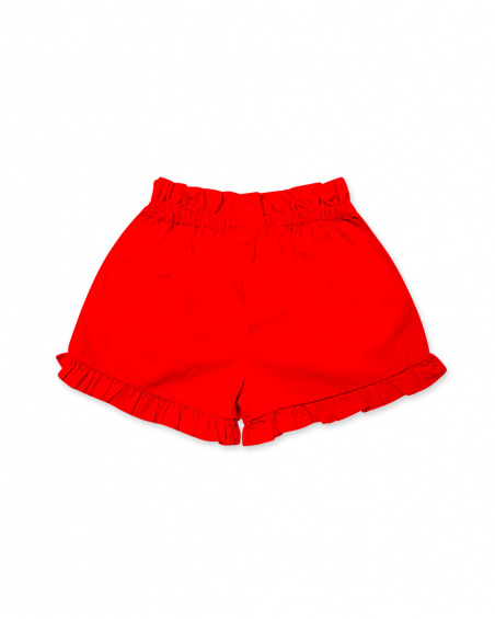 Short en twill rouge pour fille Basics Kids Short en twill rouge pour fille Basics Kids