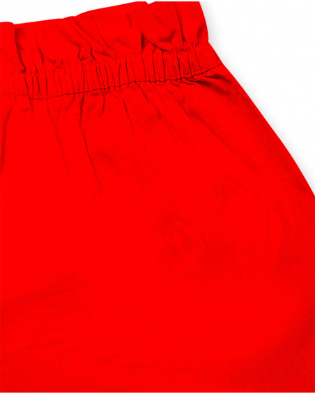 Short en twill rouge pour fille Basics Kids Short en twill rouge pour fille Basics Kids