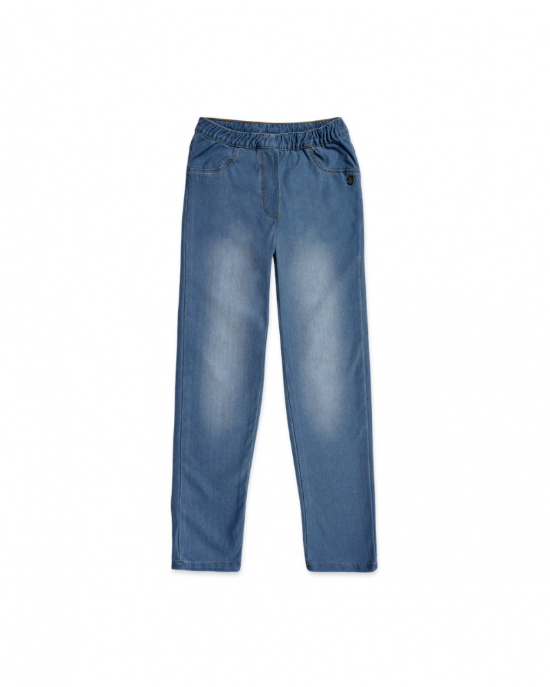 Legging peluche bleu fille Basics Kids