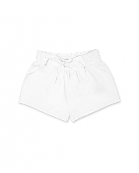 Short en maille blanc pour fille Basics Kids Short en maille blanc pour fille Basics Kids
