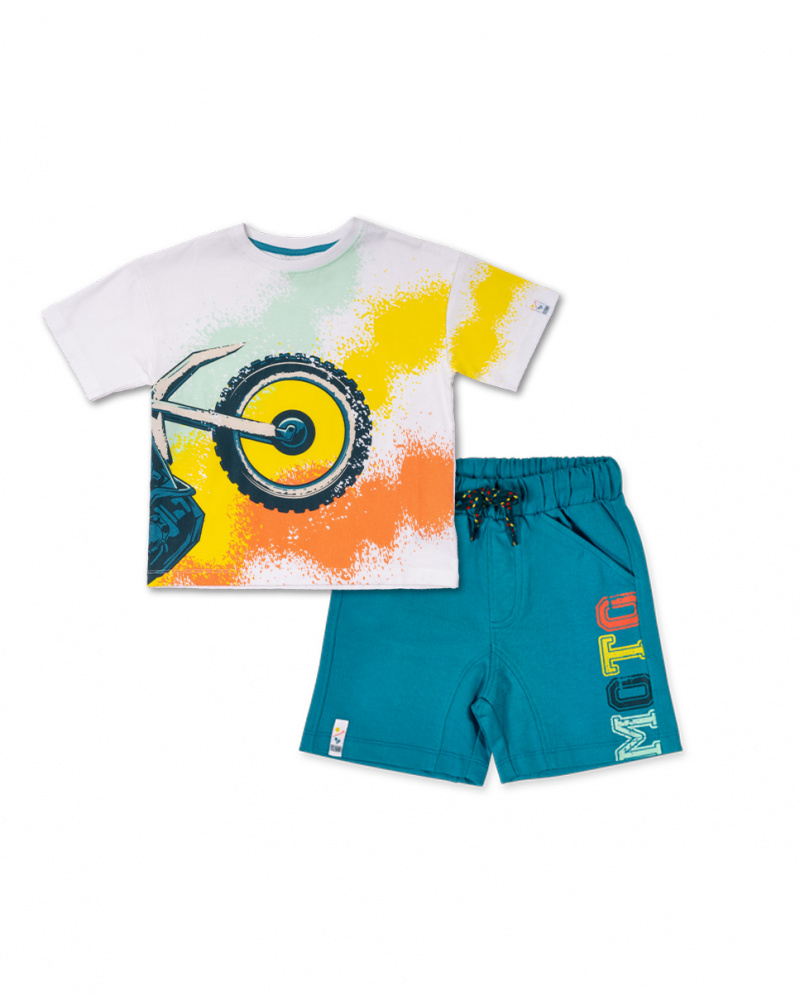 Ensemble tricot peluche vert blanc garçon Tout Terrain